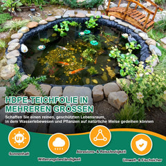 Lospitch Teichfolie HDPE Schwarz für Gartenteich und Wasserspeicher