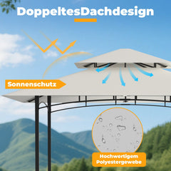Lospitch BBQ Pavillon 238 x 148 x 250 cm mit Ablagen und Flaschenöffner Beige