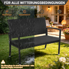 Lospitch Gartenbank Polyrattan 2-Sitzer mit Kissen für Garten und Terrasse