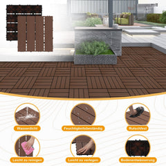 Lospitch WPC Terrassenfliesen 30x30 cm 11 Stück Klickfliesen für Balkon und Garten