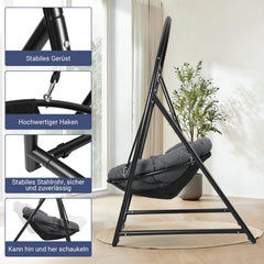 Lospitch Hängesessel mit Gestell, 100 cm Sitzfläche, bis 150 kg für Garten und Terrasse