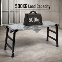 Lospitch Arbeitsplattform aus verzinktem Stahl 120 × 36 cm Höhenverstellbar 60–90 cm bis 500 kg