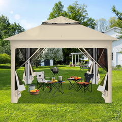 Lospitch Gartenpavillon 3,3x3,3 m mit Moskitonetz für 2-4 Personen