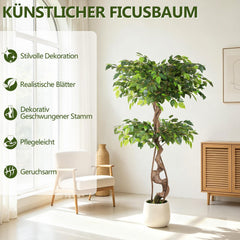 Lospitch Künstlicher Ficus 120/150 cm mit Topf für Wohnzimmer und Büro