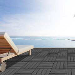 Lospitch WPC Terrassenfliesen 30x30 cm 11 Stück Klickfliesen für Balkon und Garten