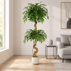 Lospitch Künstlicher Ficus 120/150 cm mit Topf für Wohnzimmer und Büro
