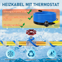 Lospitch Heizkabel 2–18 m mit Thermostat 17 W/m IP68 für Wasserleitung