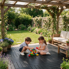 Lospitch Terrassenfliesen Kunststoff 30x30 cm Klickfliesen für Balkon und Terrasse