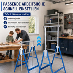 Lospitch Gerüstbock 2er Set 400kg Höhenverstellbar 80 bis 130cm Klappbar für Werkstatt Renovierung