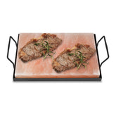 Lospitch Salzstein zum Grillen 20x30 cm Salzgrillstein mit Eisenplatte für BBQ