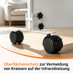 Lospitch Standfüße 2er Set für Infrarotheizung mit 360° Rollen und Feststellbremse