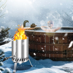 Lospitch Edelstahl Holz Poolheizung für Gartenpool