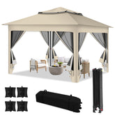 Lospitch Gartenpavillon 3,3x3,3 m mit Moskitonetz für 2-4 Personen