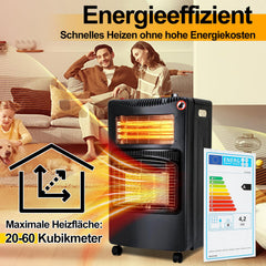 Lospitch Gasofen 4200W mit Elektroheizung 1260W 3 Heizstufen für Propan und Butan 42 × 36 × 73 cm