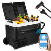 Lospitch Kompressor Kühlbox 50L 2 Zonen -20 °C mit Rollen für Camping