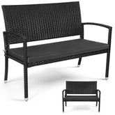 Lospitch Gartenbank Polyrattan 2-Sitzer mit Kissen für Garten und Terrasse