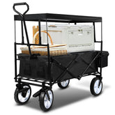 Lospitch Camping Bollerwagen faltbar mit Dach 80 kg Schwarz