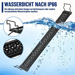 Lospitch LED Aquarienbeleuchtung 12–36W mit 4/8/12H Timer IP66 für 30–120 cm Becken