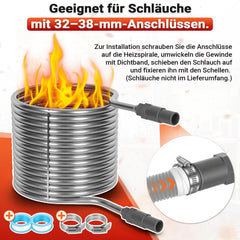 Lospitch Poolheizung Edelstahl Heizspirale 15 m für 32–38 mm Poolschläuche