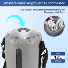 Lospitch Outdoor Campingdusche 12L mit Fußpumpe Temperaturanzeige