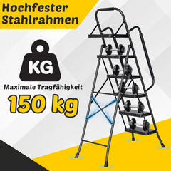 Lospitch Klappleiter für Zuhause mit Handlauf und Werkzeugablage