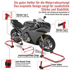 Lospitch Motorradständer Set vorne hinten 300 kg verstellbar mit Rollen