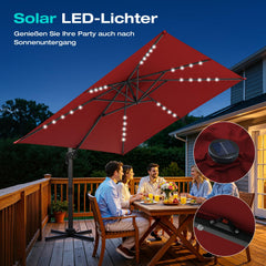 Lospitch Ampelschirm 3x3m 360° drehbar UV50+ für Garten und Terrasse
