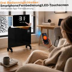 Lospitch WLAN Konvektor Heizung 2000/2500W mit Thermostat und Glasfront
