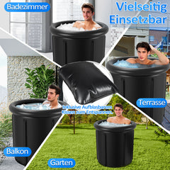 Lospitch Eisbaden Tonne mit Abdeckung für Garten und Terrasse