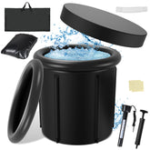 Lospitch Eisbaden Tonne mit Abdeckung für Garten und Terrasse