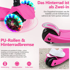Lospitch Kinderroller Klappbar mit LED Rädern Höhenverstellbar 65 bis 82 cm