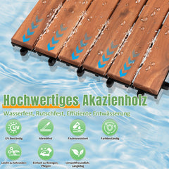 Lospitch Akazien Holzfliesen für Balkon und Terrasse 30x30cm