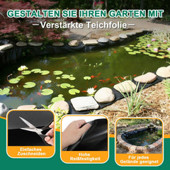Lospitch Teichfolie HDPE Schwarz für Gartenteich und Wasserspeicher