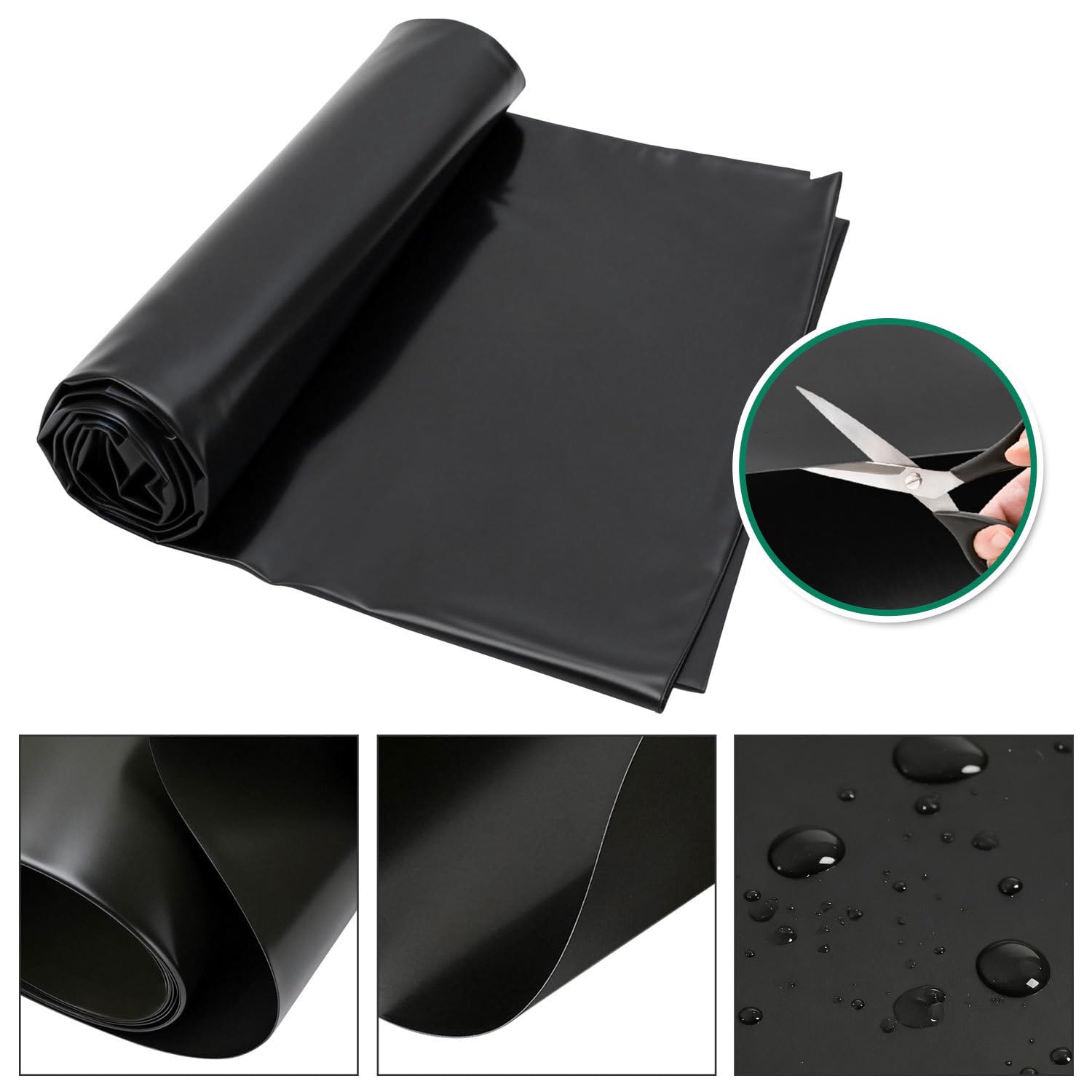 Lospitch Teichfolie HDPE Schwarz für Gartenteich und Wasserspeicher