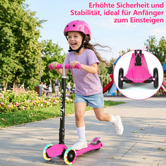 Lospitch Kinderroller Klappbar mit LED Rädern Höhenverstellbar 65 bis 82 cm