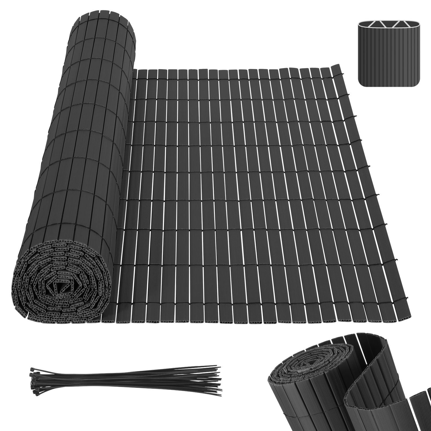 Lospitch PVC Sichtschutzmatte für Gartenzaun mit Kabelbindern wetterfest