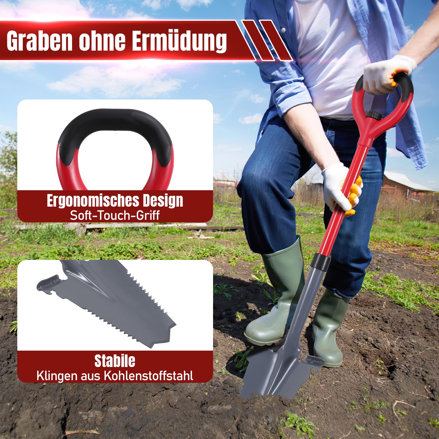Lospitch Wurzelspaten 114 cm mit Wurzelsäge