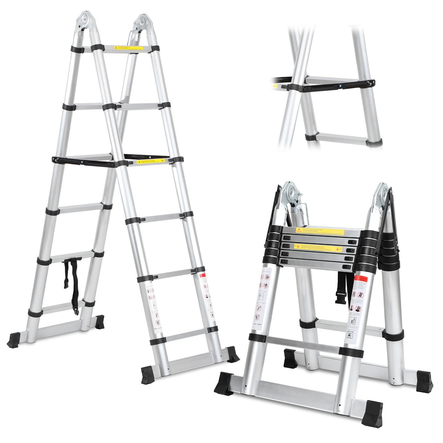 Lospitch Teleskopleiter Aluminium 3,8m Klappbar 150kg Mehrzweckleiter