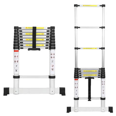 Lospitch Aluminium Teleskopleiter 2,6 bis 5m 150kg mit Stabilisator
