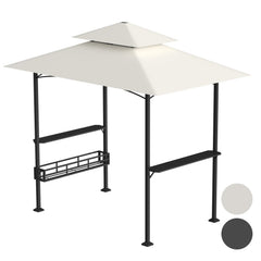 Lospitch BBQ Pavillon 238 x 148 x 250 cm mit Ablagen und Flaschenöffner Beige
