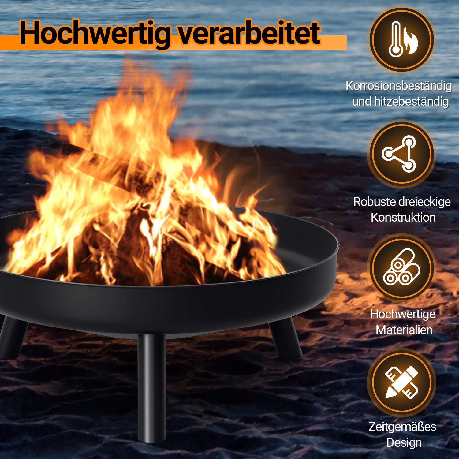 Lospitch Feuerschale 82 5 cm für Garten Terrasse