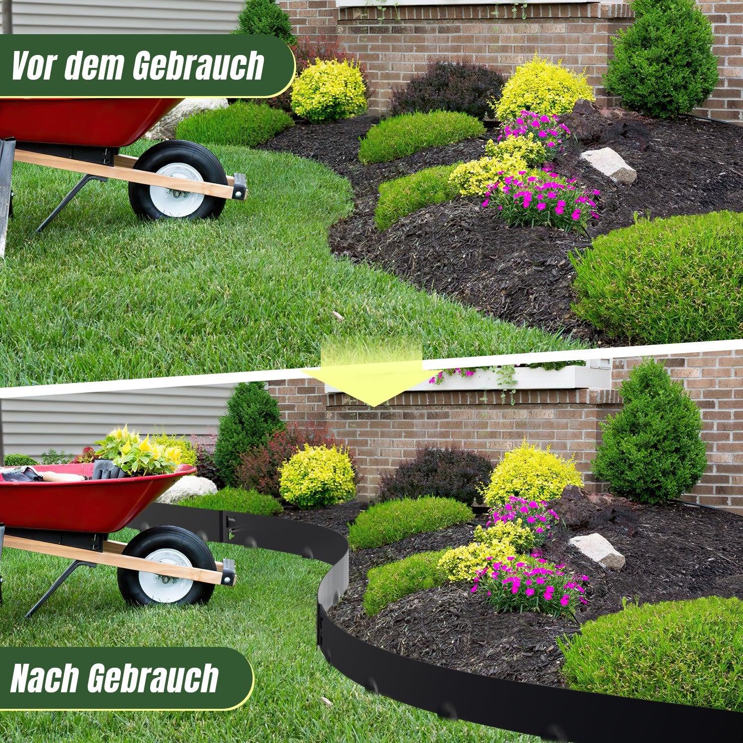 Lospitch Metall Rasenkante 15/18 cm für Rasen und Beete