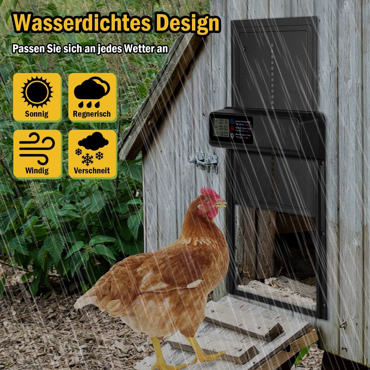 Lospitch Automatische Hühnerklappe elektrisch mit Timer und LED Display