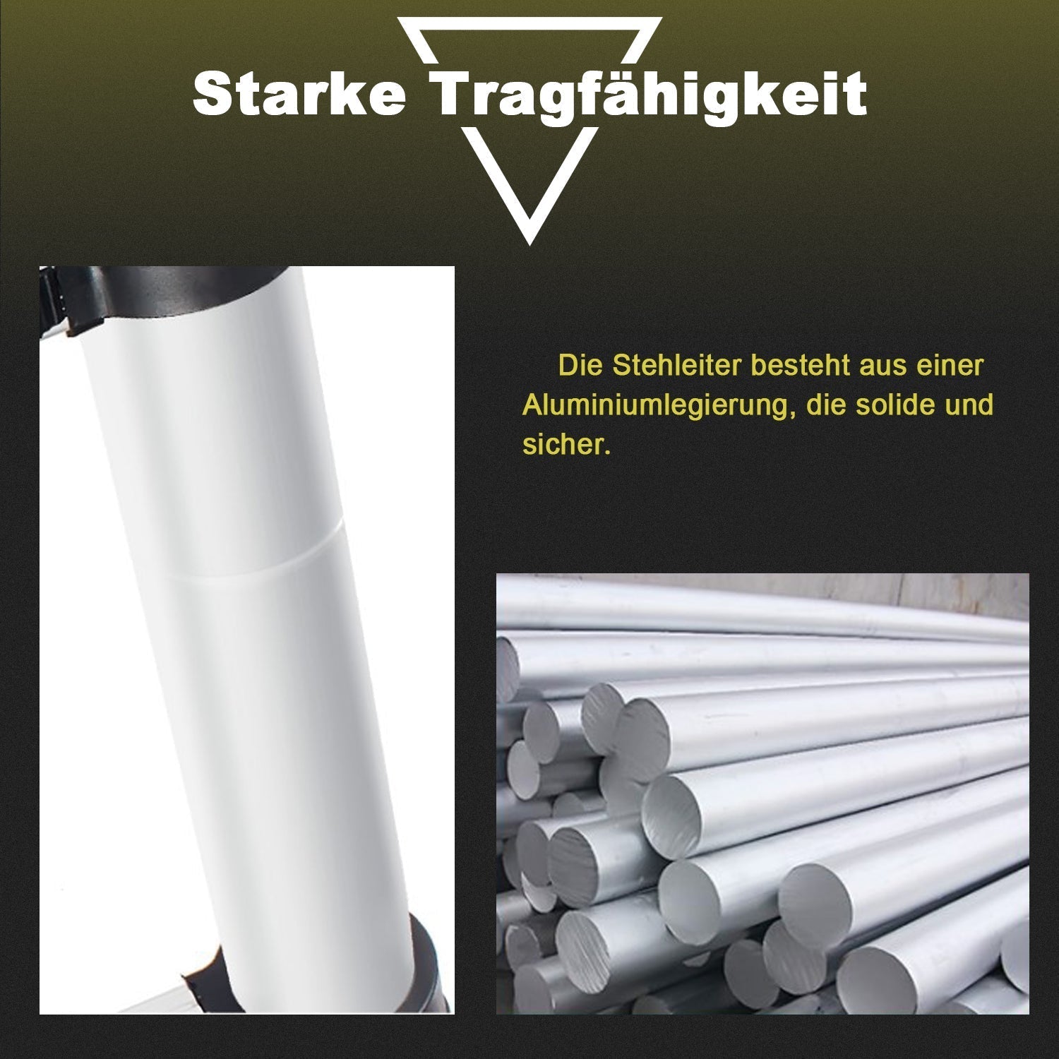Lospitch Aluminium Teleskopleiter 2,6 bis 5 m Belastbar bis 150 kg für Haus und Garten