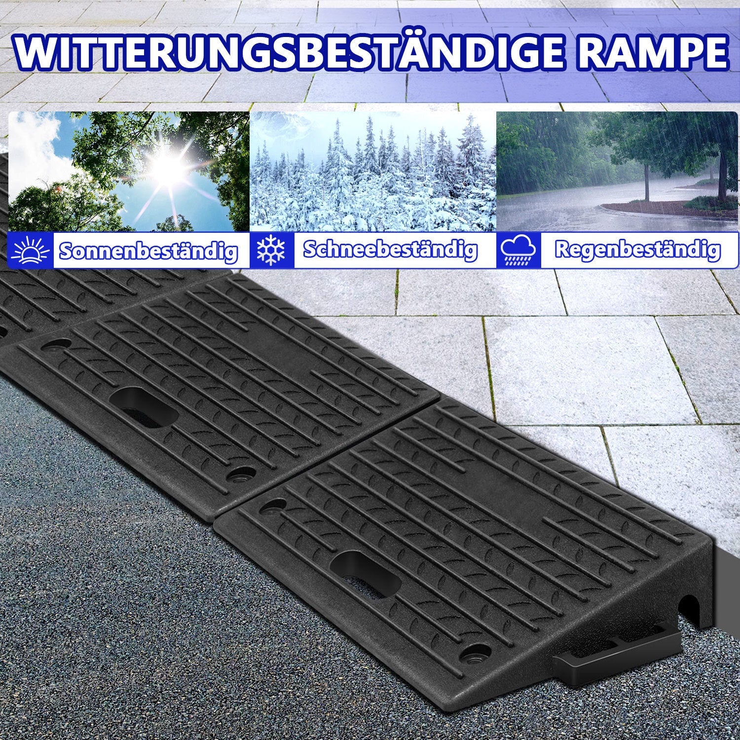 Lospitch Bordsteinrampe Gummi 50 × 32 × 10 cm mit Griff für Auto  und Garage
