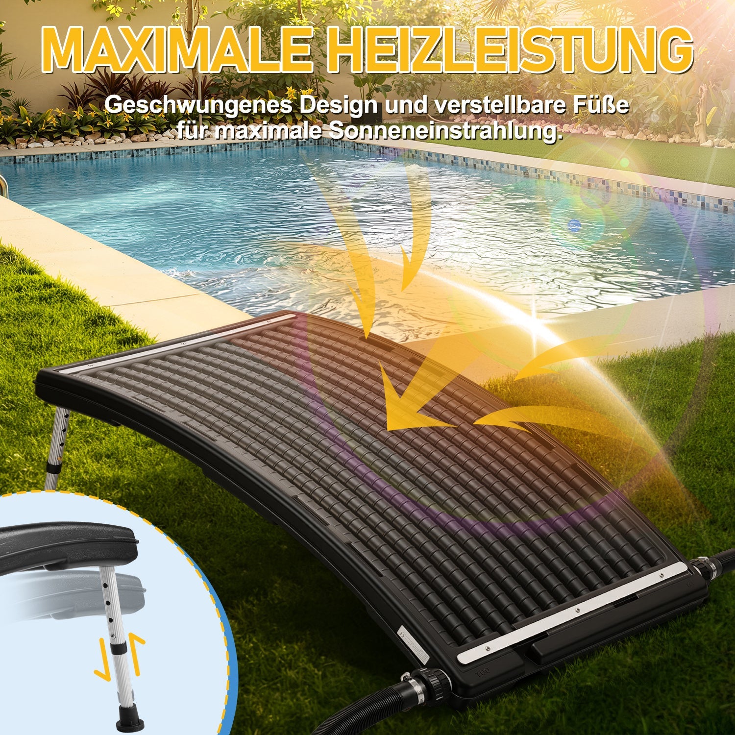Lospitch Sonnenkollektor Poolheizung 113x69x32 cm Ø32-38 mm für Pool