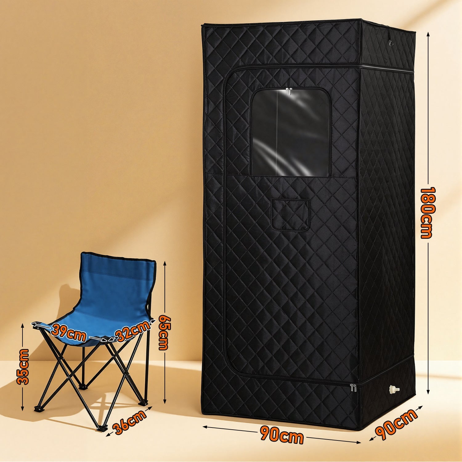 Lospitch Tragbare Dampfsauna 90 × 90 × 180 cm mit 9 Heizstufen und Fernbedienung
