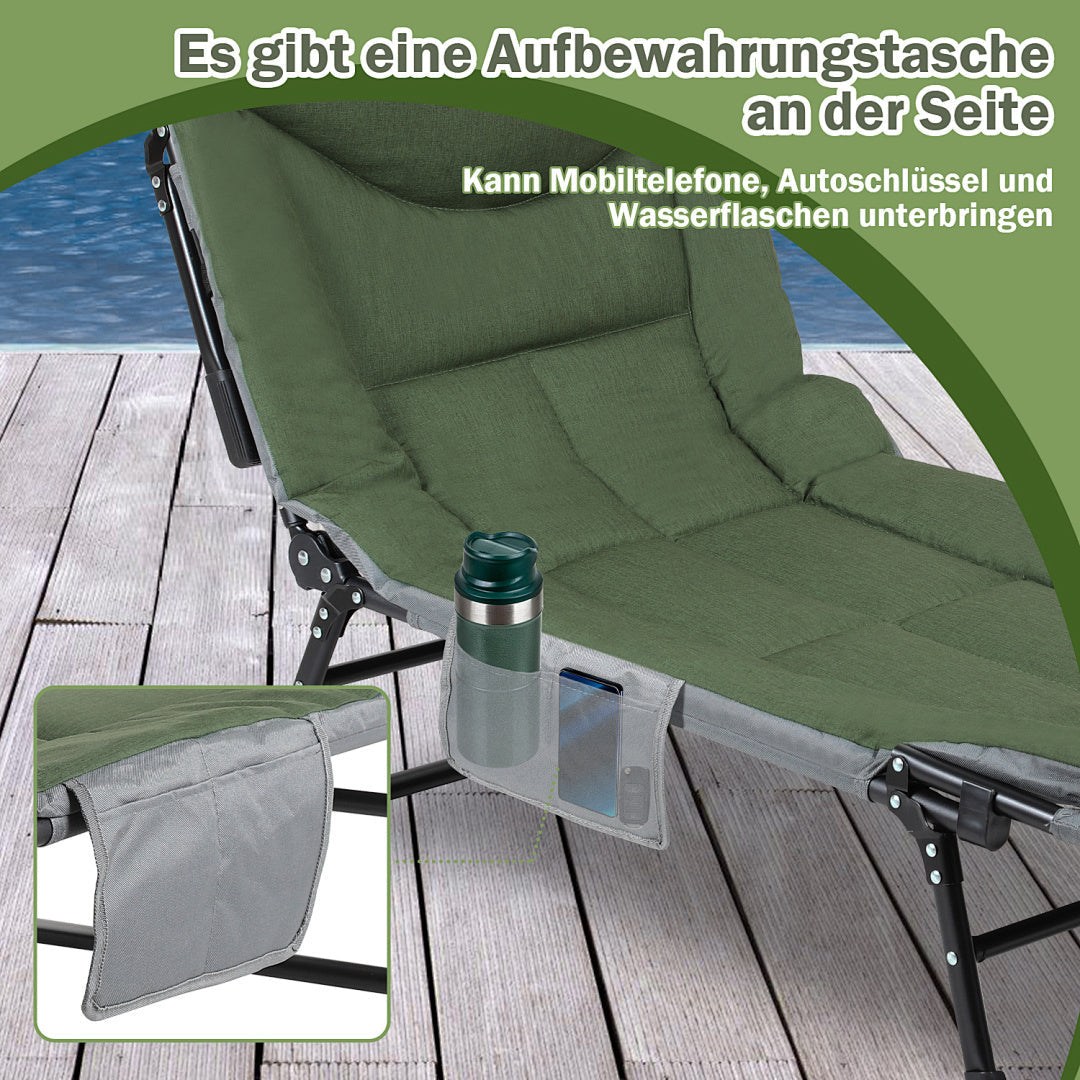 Lospitch Campingliege klappbar gepolstert mit Seitentasche 150 kg