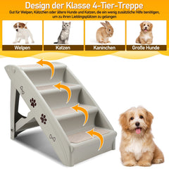 Lospitch Haustiertreppe 4 Stufen klappbar rutschfest bis 75 kg für Hund Sofa