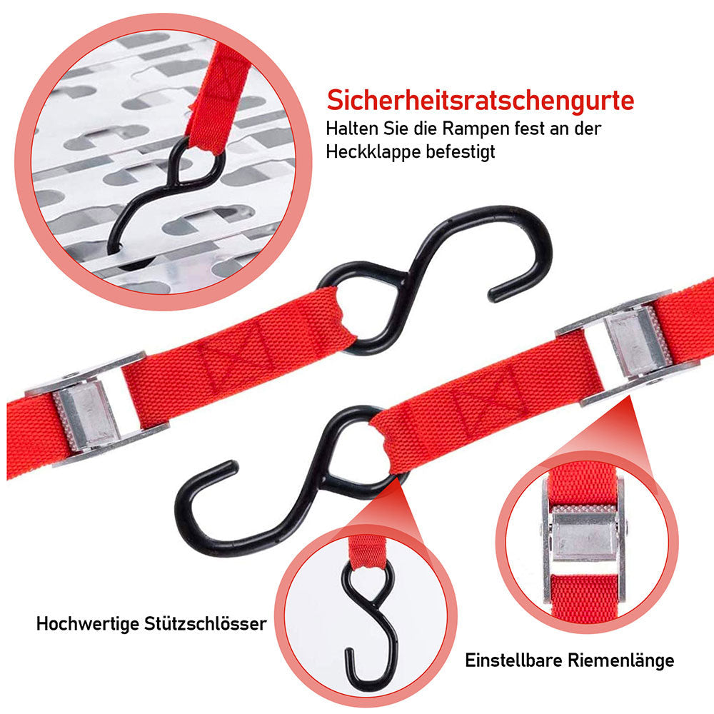 Lospitch Verladerampen 2er Set Aluminium 226cm Klappbar 680kg für ATV Motorrad Rasenmäher